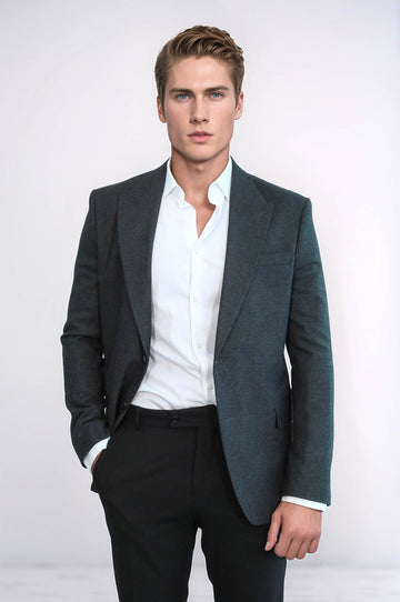 Men’s Slate Anthracite Slim Fit Notch Lapel Sport Blazer