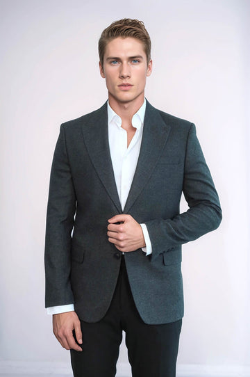 Men’s Slate Anthracite Slim Fit Notch Lapel Sport Blazer