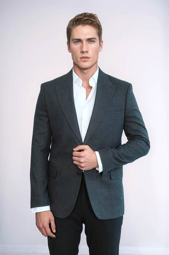 Men’s Slate Anthracite Slim Fit Notch Lapel Sport Blazer