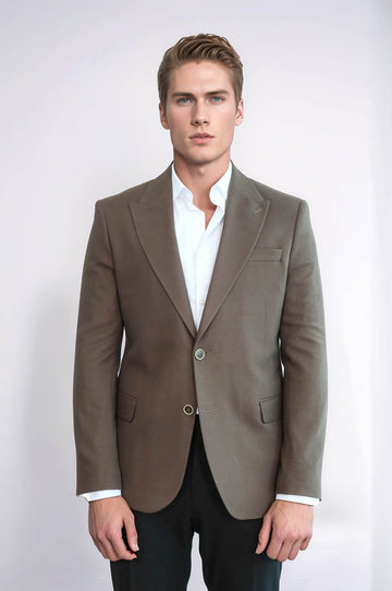 Men’s Earthy Brown Slim Fit Notch Lapel Sport Blazer