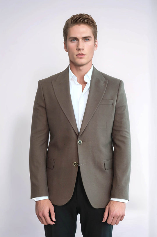 Men’s Earthy Brown Slim Fit Notch Lapel Sport Blazer