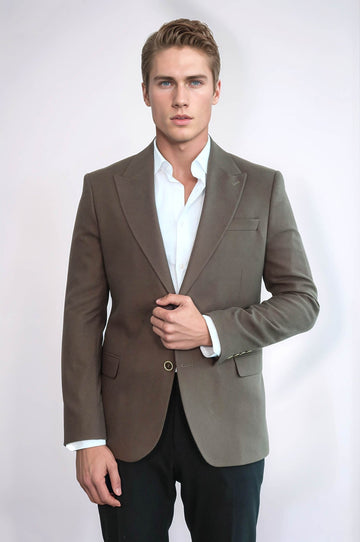 Men’s Earthy Brown Slim Fit Notch Lapel Sport Blazer