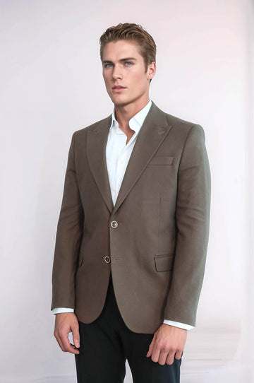 Men’s Earthy Brown Slim Fit Notch Lapel Sport Blazer