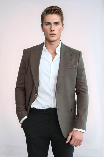 Men’s Earthy Brown Slim Fit Notch Lapel Sport Blazer