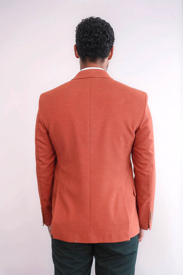 Men’s Terracotta Rust Slim Fit Single Breasted Smart-Casual Blazer