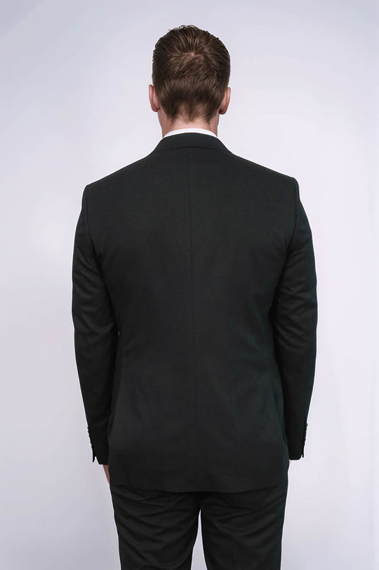 Men’s Onyx Black Textured Slim Fit  Single Breasted Smart-Casual Sport Blazer