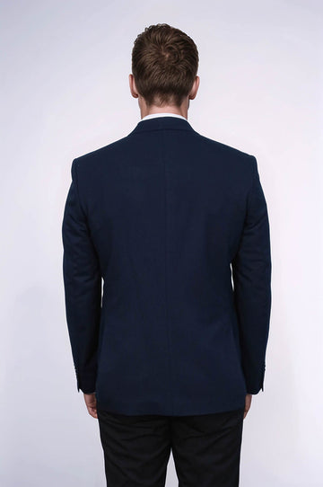 Men’s Midnight Navy Textured Slim Fit  Single Breasted Smart-Casual Sport Blazer