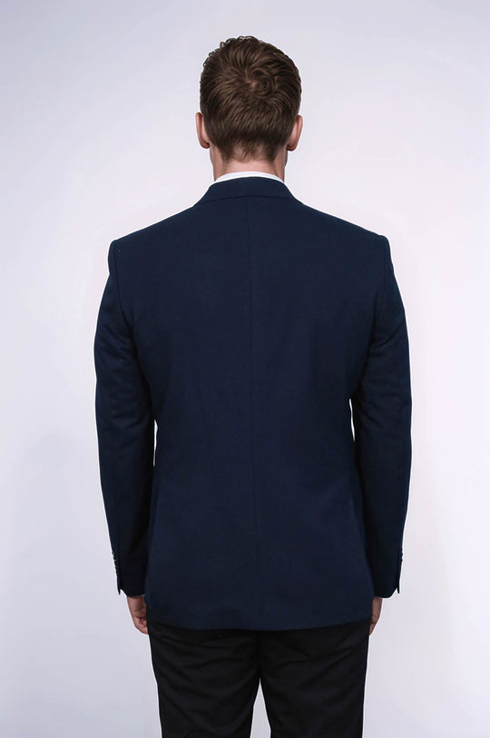 Men’s Midnight Navy Textured Slim Fit  Single Breasted Smart-Casual Sport Blazer