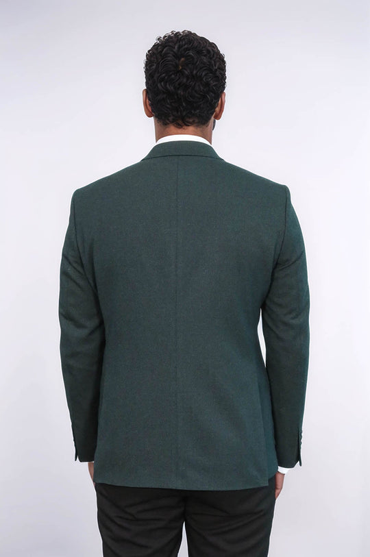 Men’s Forest Green Textured Slim Fit  Single Breasted Smart-Casual Sport Blazer