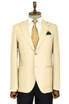 Men’s Cream Wool Slim Fit  Single Breasted Wide Lapel Smart-Casual Sport Blazer