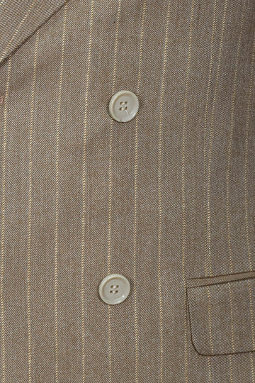 Men’s Light Brown Pinstripe Slim Fit Double-Breasted Peak Lapel Blazer