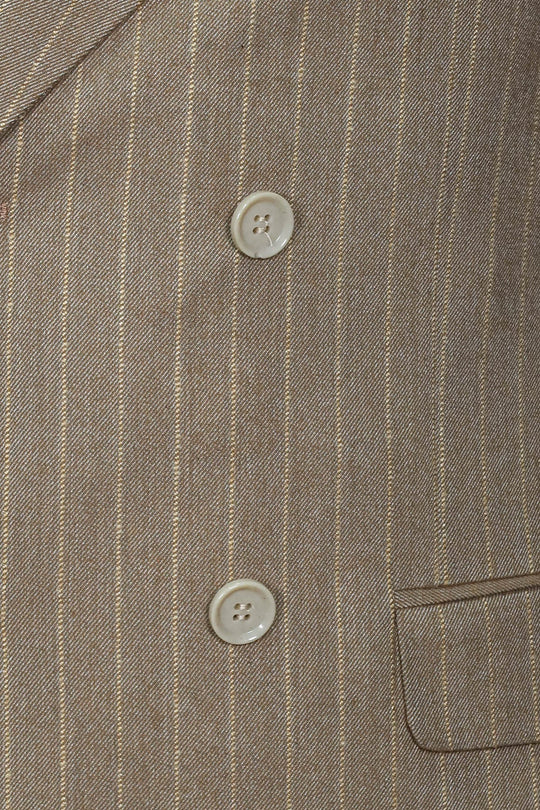 Men’s Light Brown Pinstripe Slim Fit Double-Breasted Peak Lapel Blazer