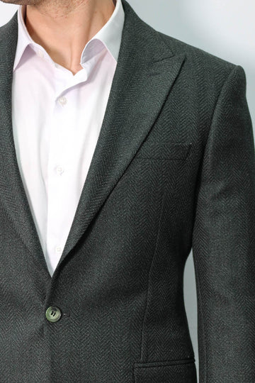 Men’s Dark Emerald Green Patterned Slim Fit Single Breasted Smart-Casual Blazer
