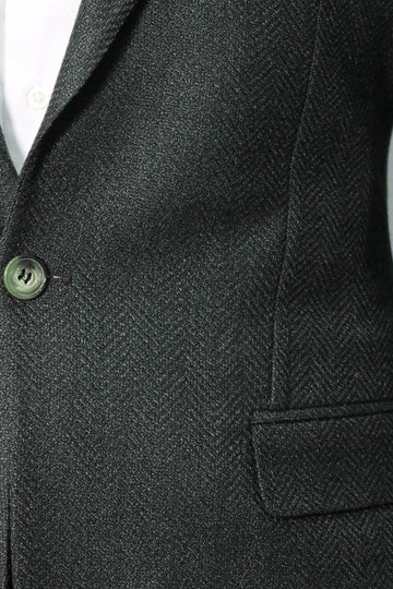 Men’s Dark Emerald Green Patterned Slim Fit Single Breasted Smart-Casual Blazer