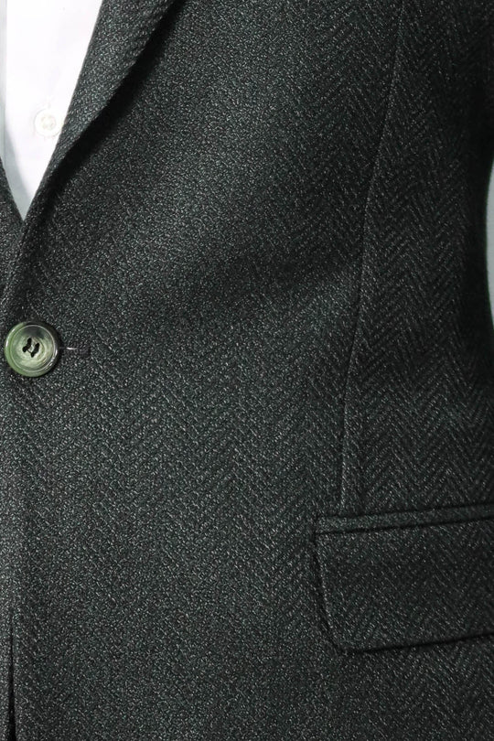 Men’s Dark Emerald Green Patterned Slim Fit Single Breasted Smart-Casual Blazer