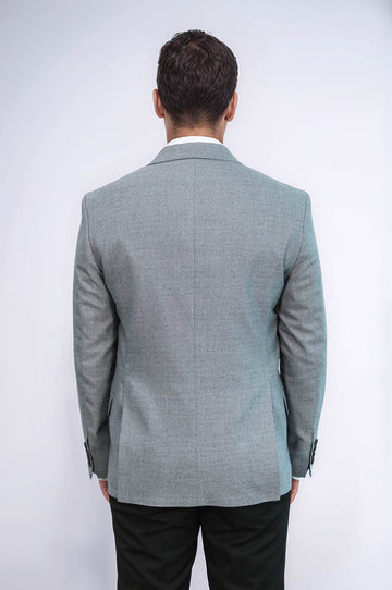 Men’s Light Grey Micro-Patterned Slim Fit Wide Peak Lapel Blazer