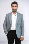 Men’s Light Grey Micro-Patterned Slim Fit Wide Peak Lapel Blazer