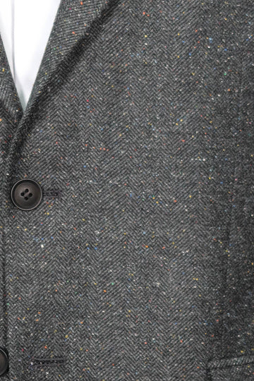 Men’s Anthracite Houndstooth Slim Fit Single Breasted Smart-Casual Blazer