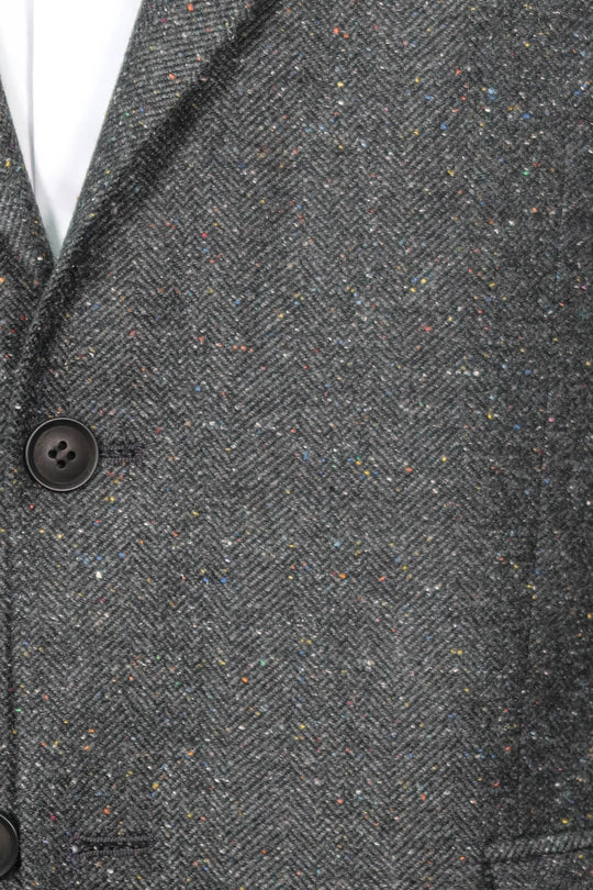 Men’s Anthracite Houndstooth Slim Fit Single Breasted Smart-Casual Blazer