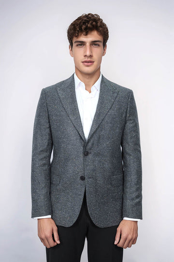 Men’s Anthracite Houndstooth Slim Fit Single Breasted Smart-Casual Blazer