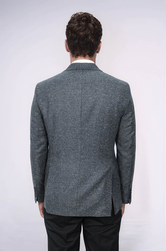Men’s Anthracite Houndstooth Slim Fit Single Breasted Smart-Casual Blazer