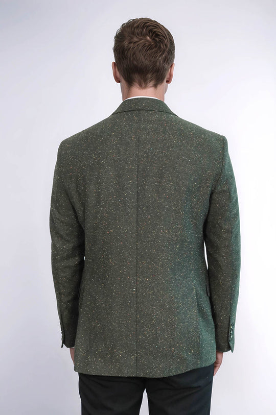 Men’s Forest Green Houndstooth Slim Fit Single Breasted Smart-Casual Blazer