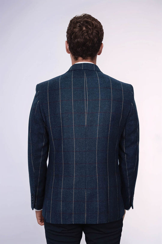Men’s Midnight Navy Subtle Pinstripe Slim Fit Notch Lapel Sport Blazer
