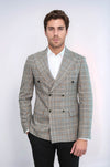 Men’s Anthracite Checked Slim Fit Double Breasted Smart-Casual Blazer