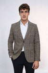Men’s Brown Herringbone Slim Fit Single Breasted Smart-Casual Blazer