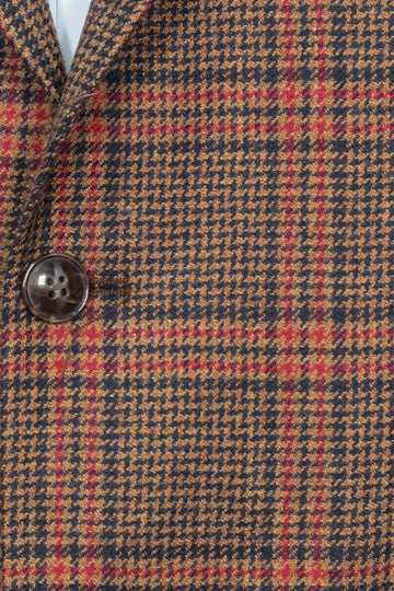 Men’s Brown Checked Slim Fit Single Breasted Smart-Casual Blazer