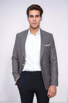 Men’s Navy Blue Micro-Patterned Slim Fit Notch Lapel Blazer
