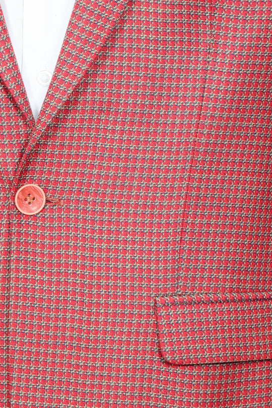 Men’s Claret Red Micro-Patterned Slim Fit Notch Lapel Blazer