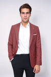 Men’s Claret Red Micro-Patterned Slim Fit Notch Lapel Blazer
