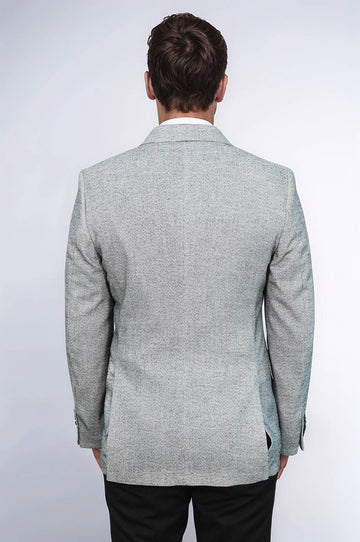 Men’s Light Grey Structured Micro-Pattern Slim Fit Blazer