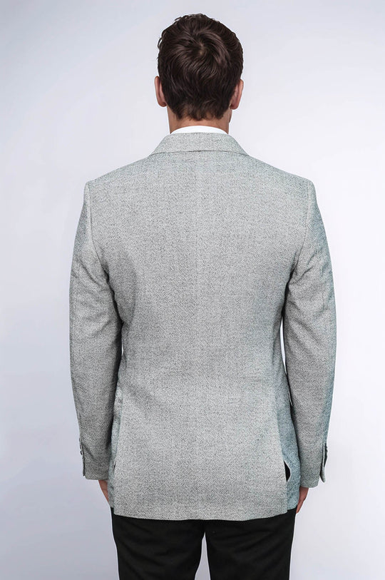 Men’s Light Grey Structured Micro-Pattern Slim Fit Blazer