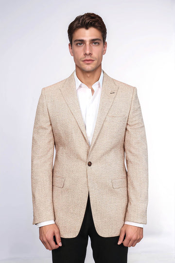 Men’s Pale Yellow Structured Slim Fit Notch Lapel Blazer