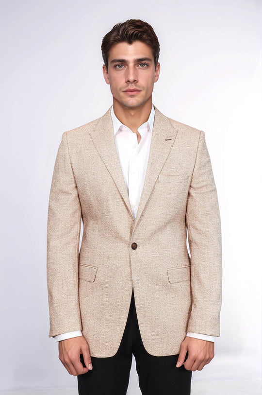 Men’s Pale Yellow Structured Slim Fit Notch Lapel Blazer
