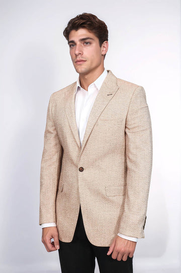 Men’s Pale Yellow Structured Slim Fit Notch Lapel Blazer