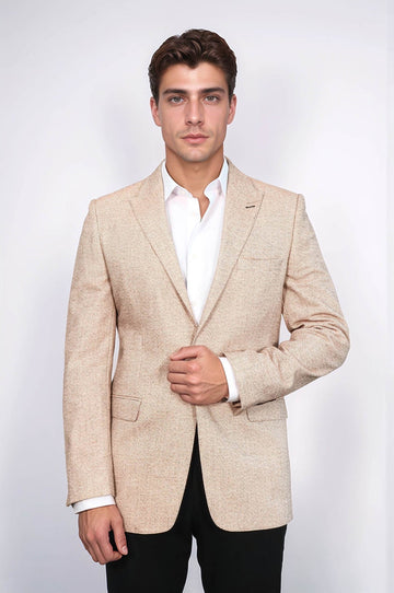 Men’s Pale Yellow Structured Slim Fit Notch Lapel Blazer