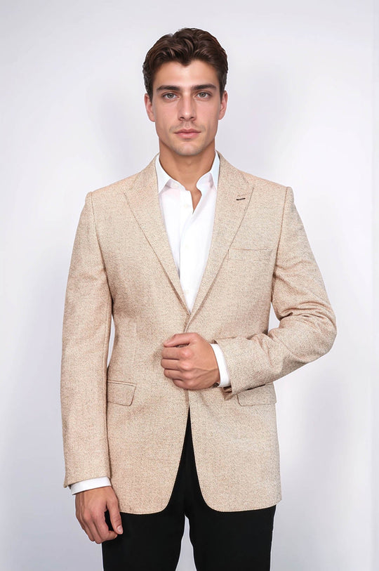 Men’s Pale Yellow Structured Slim Fit Notch Lapel Blazer