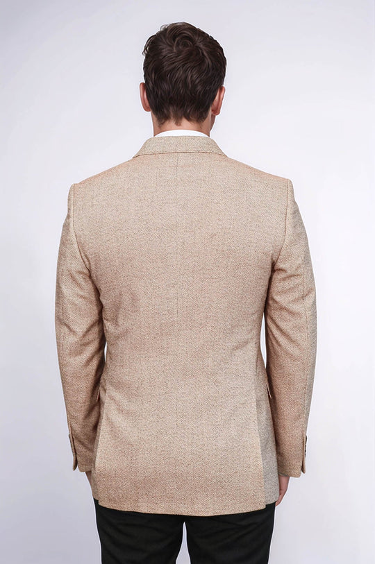Men’s Pale Yellow Structured Slim Fit Notch Lapel Blazer