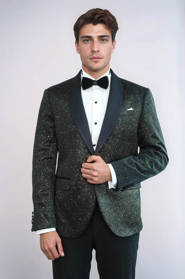 Men’s Midnight Black Slim Fit Dinner Jacket – Shawl Lapel Formal Tuxedo Blazer
