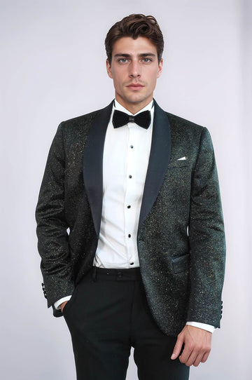 Men’s Midnight Black Slim Fit Dinner Jacket – Shawl Lapel Formal Tuxedo Blazer