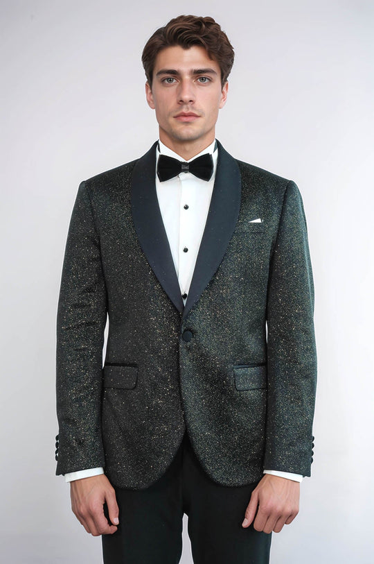 Men’s Midnight Black Slim Fit Dinner Jacket – Shawl Lapel Formal Tuxedo Blazer