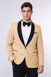 Men’s Radiant Yellow Sparkle Patterned Slim Fit Shawl Lapel Dinner Jacket