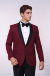 Men’s Deep Burgundy Sparkle Patterned Slim Fit Shawl Lapel Dinner Jacket