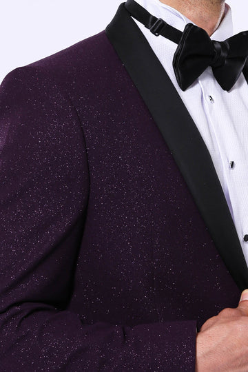 Men’s Imperial Purple Sparkle Dinner Jacket – Slim Fit with Black Satin Shawl Lapel