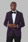 Men’s Imperial Purple Sparkle Dinner Jacket – Slim Fit with Black Satin Shawl Lapel