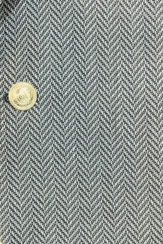 Men’s Midnight Black Herringbone Slim Fit Blazer with Gold Crest Buttons