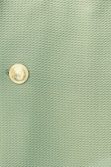 Men’s Sage Green Textured Slim Fit Blazer with Gold Crest Buttons